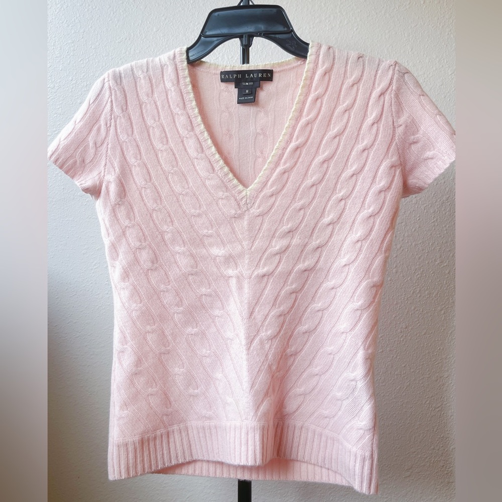 Ralph Lauren cashmere cable knit short sleeves sweater size M